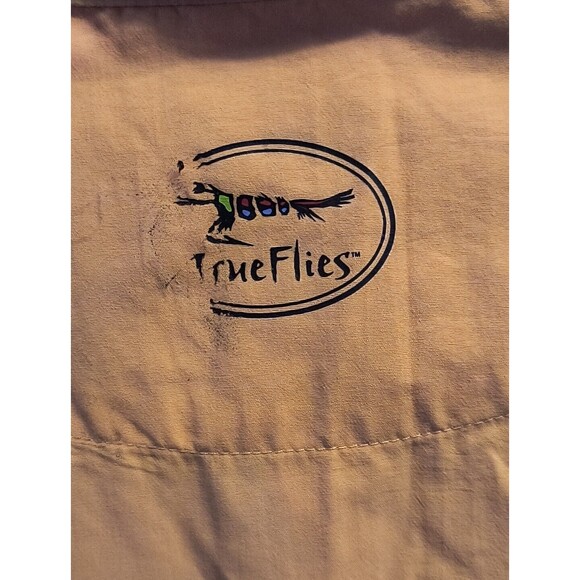 True Flies Mens Large Fishing Bokeelia Shirt Seersucker Orange - Picture 3 of 8